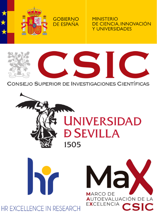 Logos institucionales. Ministerio de Ciencia, Innovación y Universidades. Consejo Superior de Investigaciones Científicas. Universidad de Sevilla